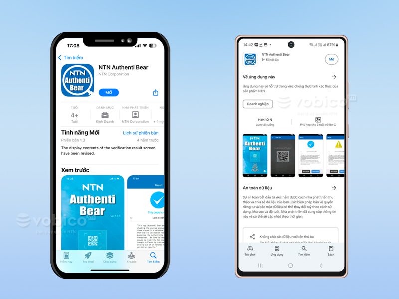 Ứng dụng kiểm tra vòng bi NTN chính hãng trên IOS và Android